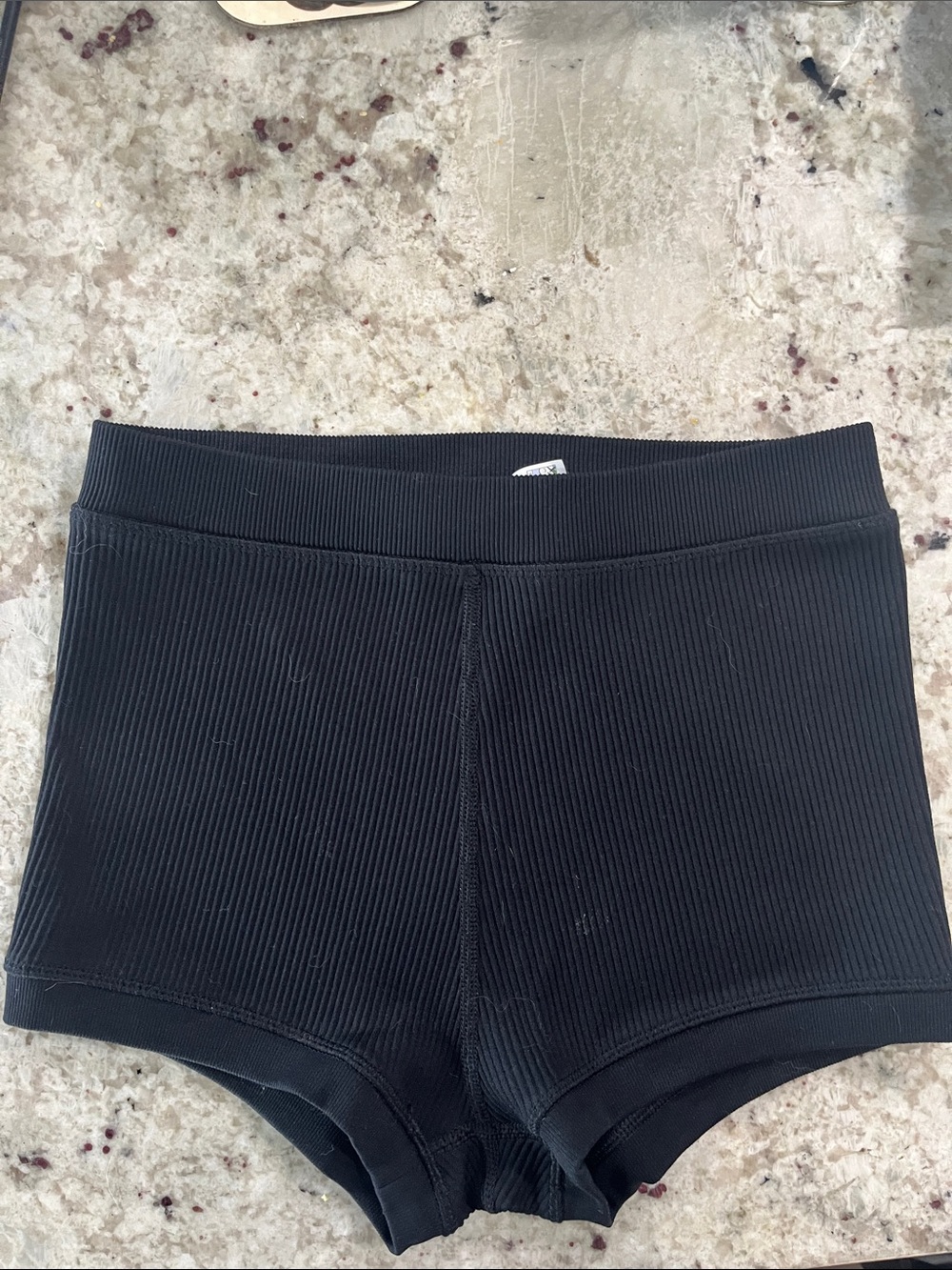 aerie Offline Black Ribbed High-Waist Bike Shorts
